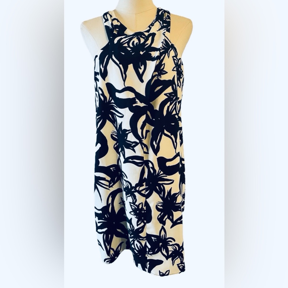 MNG Mango Dress Black/White Fully Lined Floral Size 4 Dress